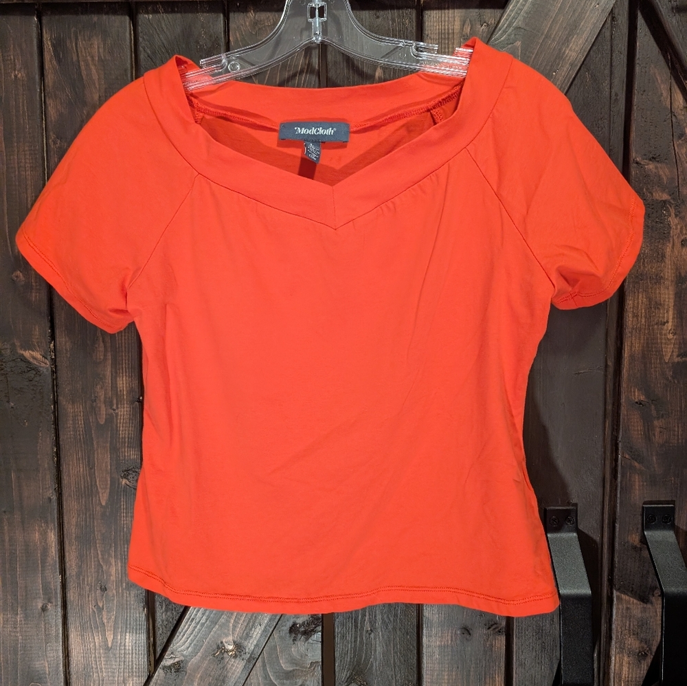 Modcloth Orange Women's Cropped Top, Size L